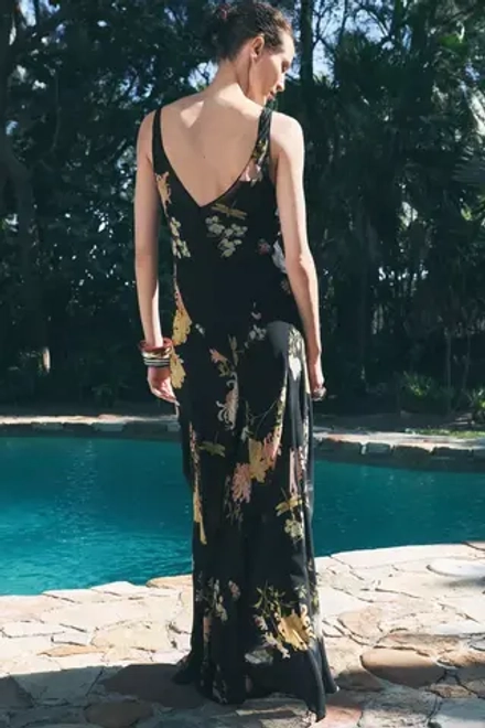ZARA ПЛАТЬЕ С ПРИНТОМ — ZW COLLECTION, ЧЕРНЫЙ/ОРАНЖЕВЫЙ