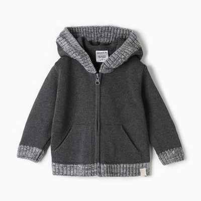 Джемпер вязаный на молнии для мальчиков р. 68-74 см, графит 9718936 (Крошка Я)