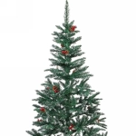 Ёлка «Морозное утро» 180 см, ПВХ с шишками, ягодами и белым инеем (490 веток)