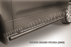 Пороги стальные Suzuki Grand Vitara (2005-2008) d57 труба (серебристые)