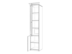 Бэль Шкаф однодверный со стеклом + Карнизы 402/424 Слоновая кость