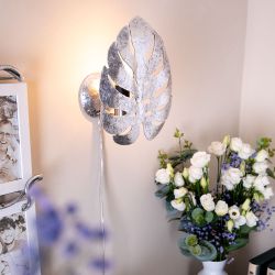Бра настенный светильник Monstera Deliciosa (Монстера) Античное серебро