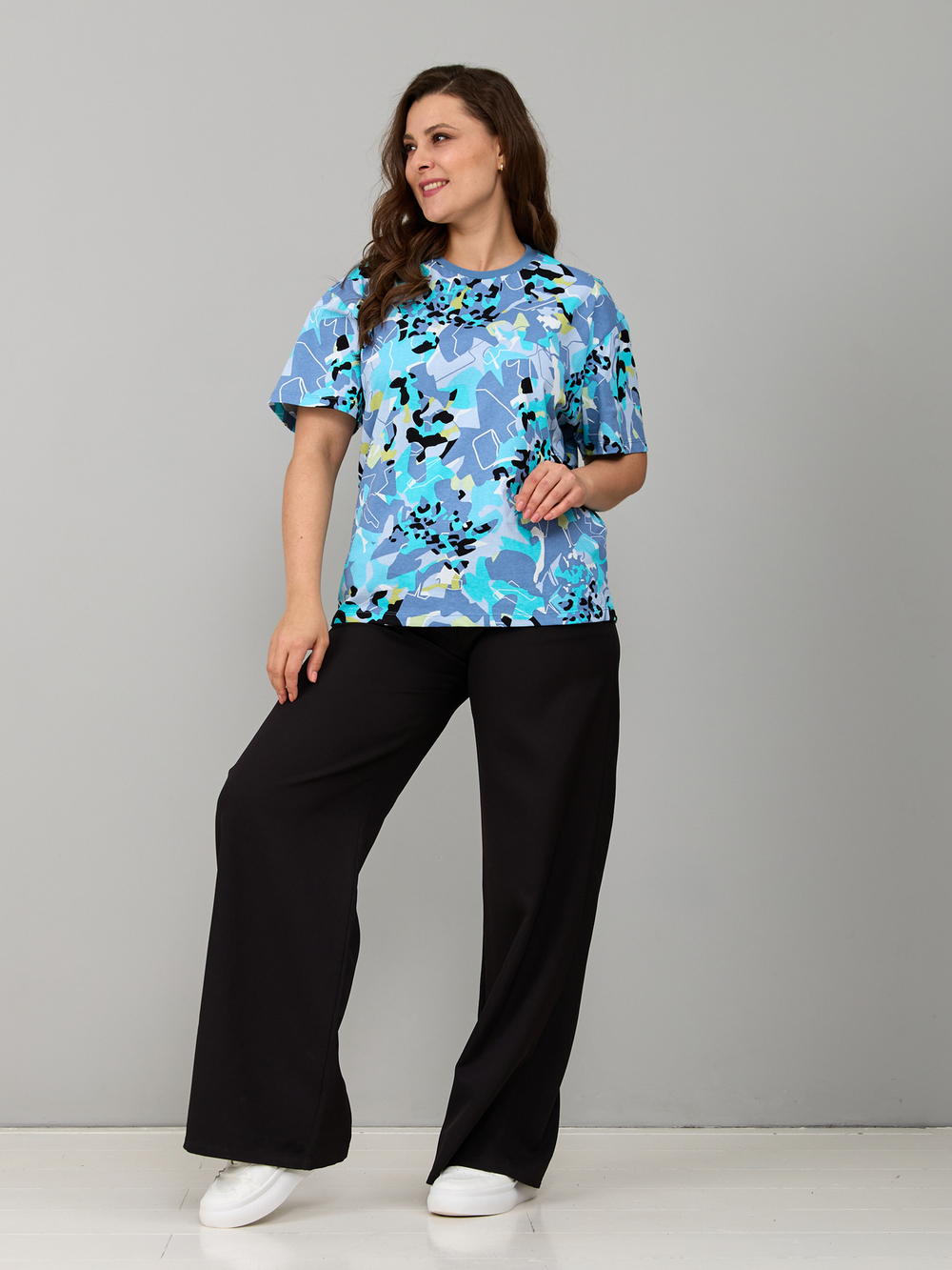 Футболка Фк-193/сероголубой-абстракция