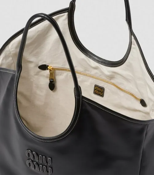 Кожаная сумка Miu Miu Ivy, черный
