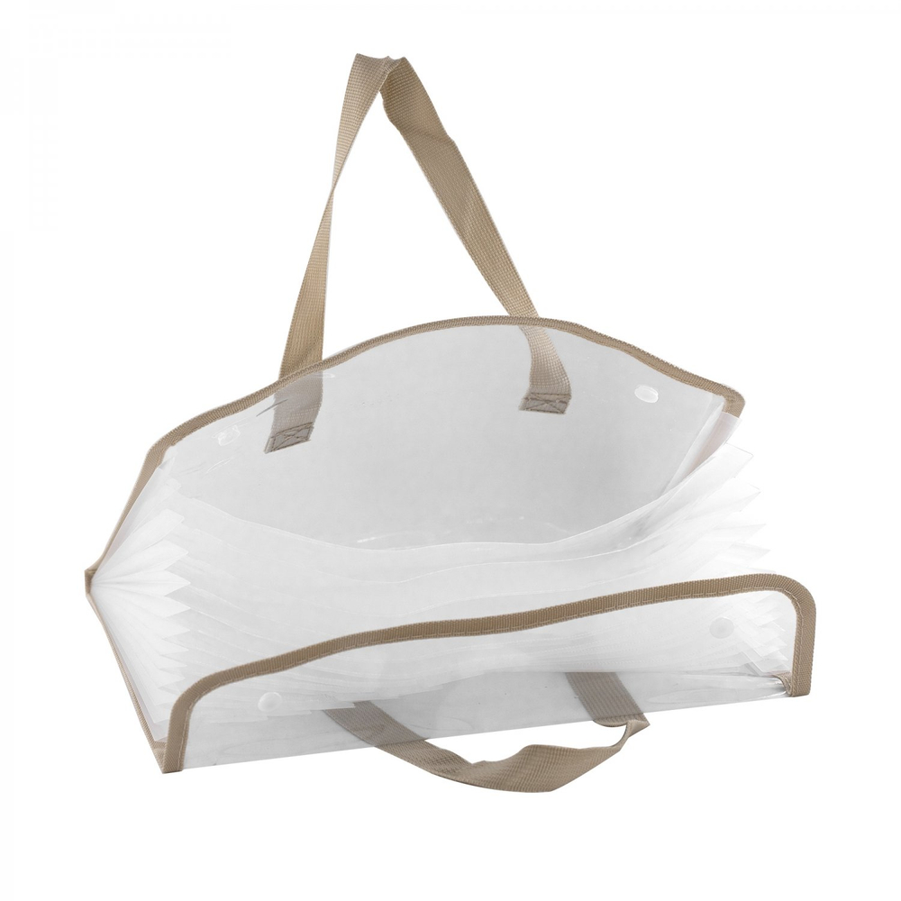 Папка-картотека с ручками Alingar, A4, 260х330 мм, горизонтальная, на кнопках, 470 мкм, 13 отделений, прозрачная, глянец, ассорти