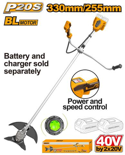 Аккумуляторный триммер BL 40В без АКБ и ЗУ INGCO CSTLI20018 INDUSTRIAL