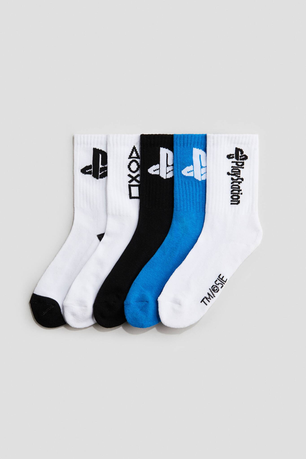 H&M Набор из пяти пар носков с принтом, светло-серый