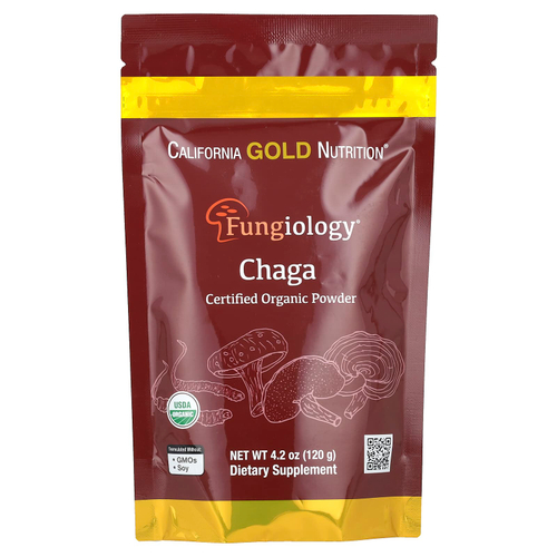 California Gold Nutrition, Fungiology®, порошок из сертифицированной органической чаги, 120 г (4,2 унции)