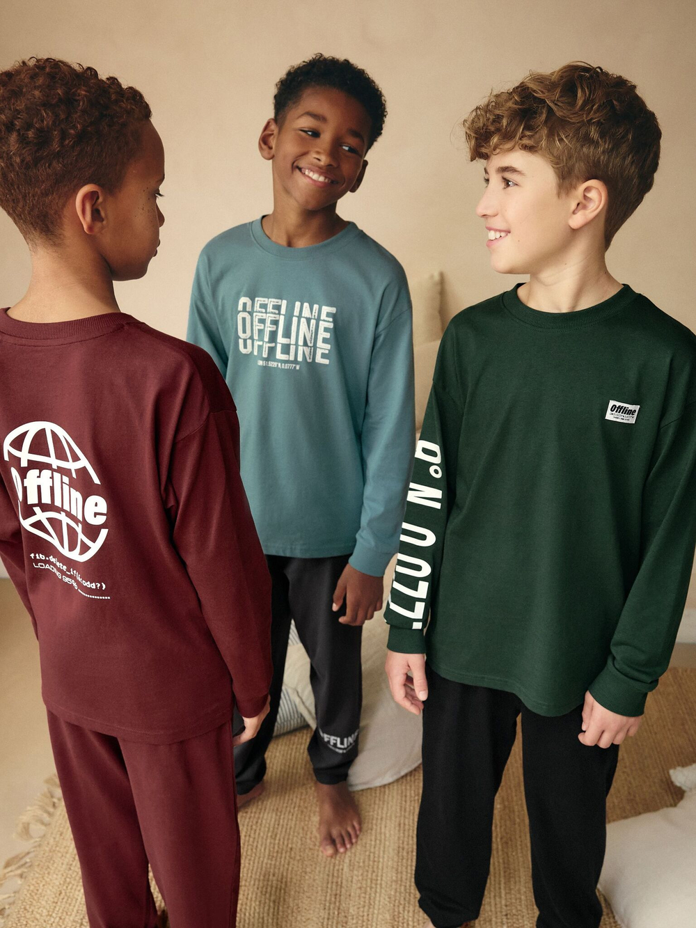 Пижама для мальчика Next K99-112, 3 шт., Бордовый, Зеленый, Голубой