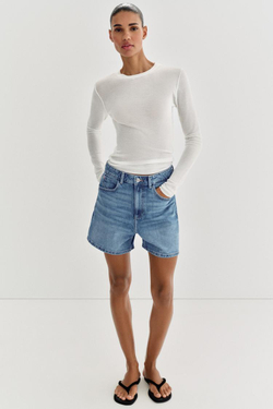 ZARA ШОРТЫ Z1975 MOM FIT, ВЫЦВЕТШИЙ СИНИЙ