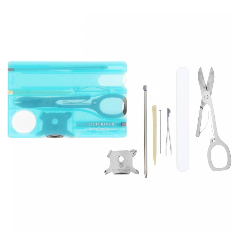 Швейцарская карточка Victorinox SwissCard Nailcare, 13 функций, полупрозрачный бирюзовый 0.7240.T21