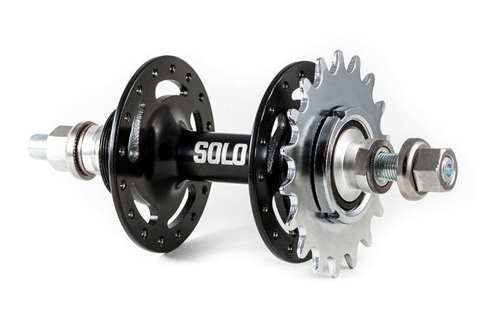 Втулка задняя ColtBikes SOLO 32H черный, пром. подшипник, гайка, 18t+замок