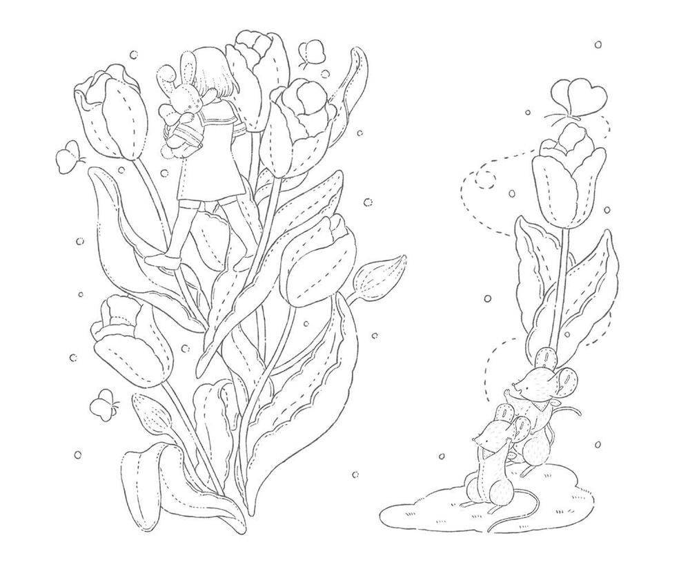 [Vol.8] Midnight tea party of stuffed animals. Coloring Book