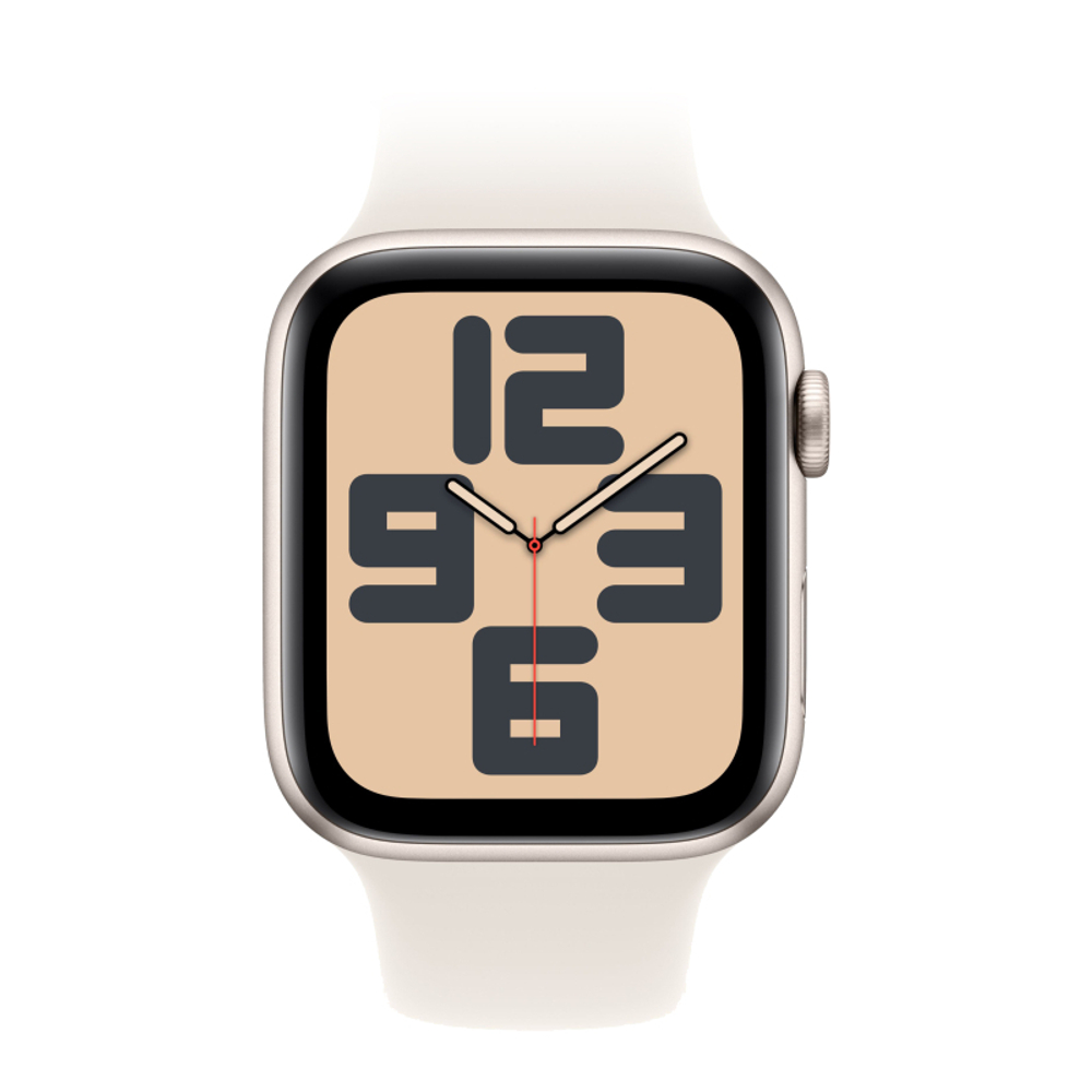 Часы Apple Watch SE, 44 мм, алюминий цвета «сияющая звезда», ремешок Sport Band цвета «сияющая звезда» (2024)