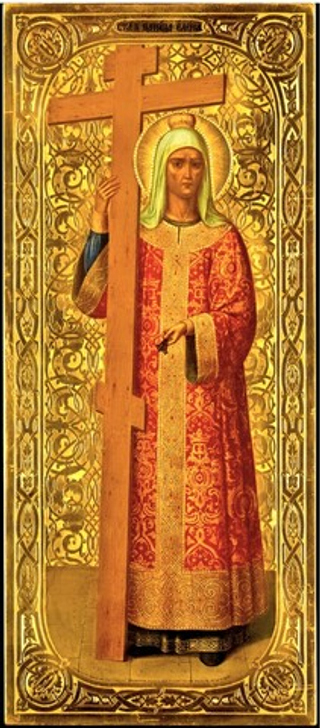 Елена Константинопольская святая равноапостольная царица деревянная икона на левкасе