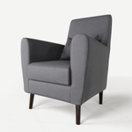 Кресло мягкое Грэйс D-5 (Темно-серый) на высоких ножках с подлокотниками в гостиную, офис, зону ожидания, салон красоты.
