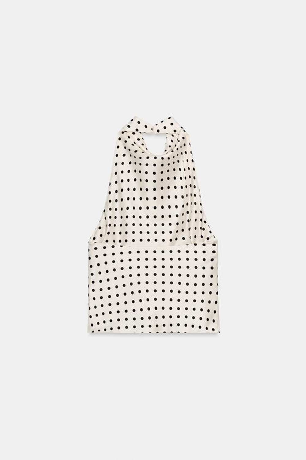 ZARA АТЛАСНЫЙ ТОП С ГОРЛОВИНОЙ ХАЛТЕР, БЕЛЫЙ/ЧЕРНЫЙ