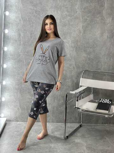 Пижама х/б бриджи+футболка 0100