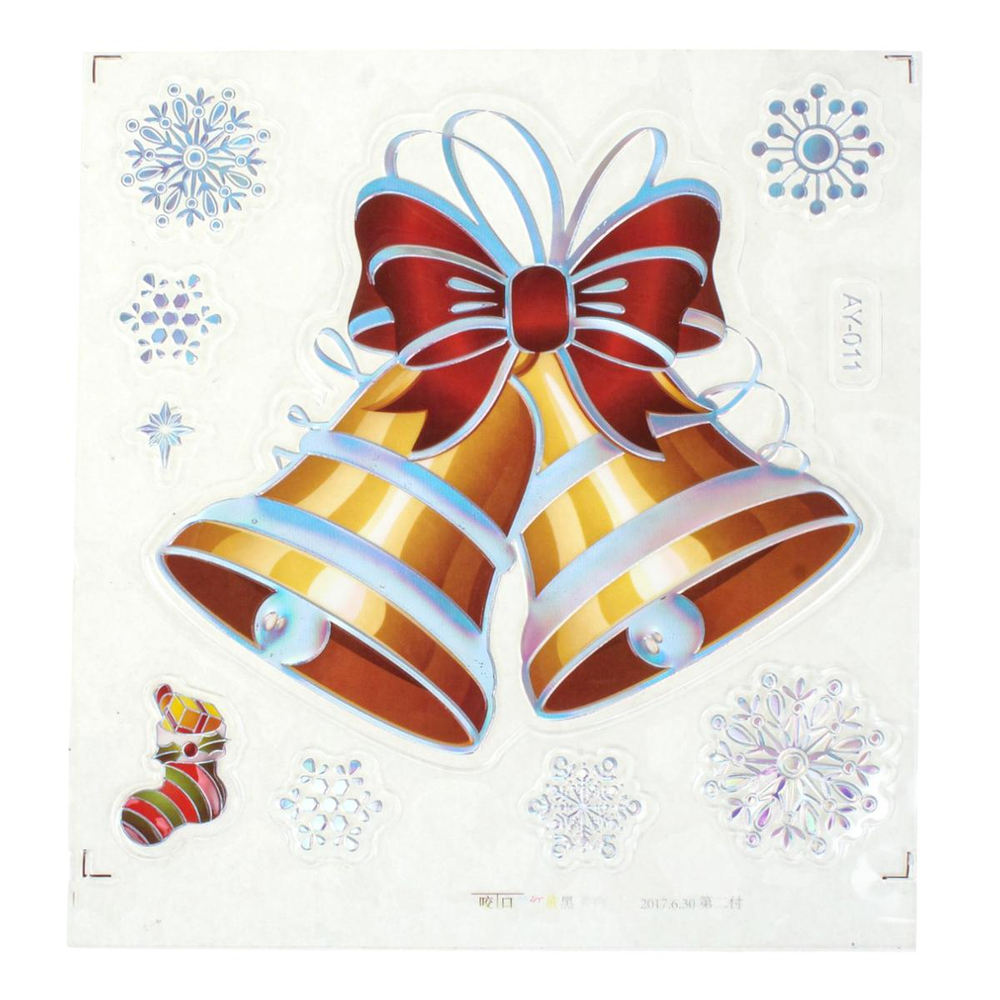 Наклейка новогодняя 18*23 см, 12 вид микс , пакет