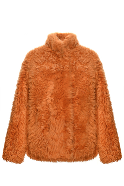 Бежевая шуба с воротником