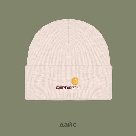 Шапка Carhartt WIP American Script Beanie артикул:I034235_moonbeam - купить в магазине Дайс