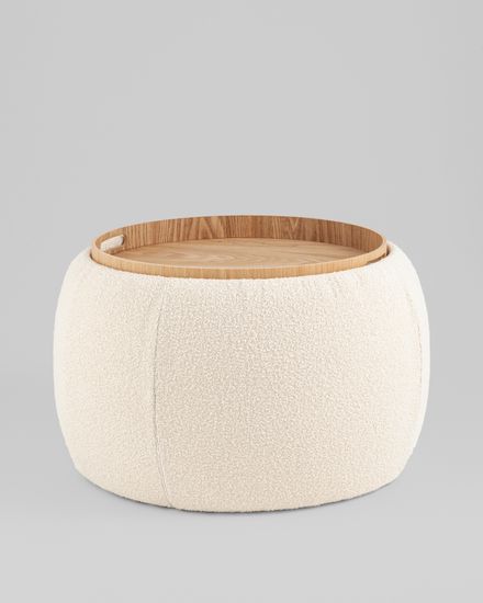 Пуф-столик Люкке с ящиком бежевый