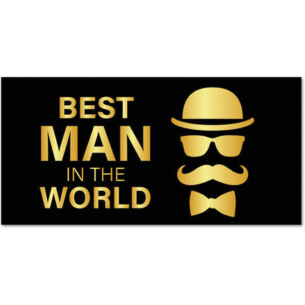 Конверт для денег "BEST MAN IN THE WORLD", Мужской стиль, 166х82 мм, фольга, ЗОЛОТАЯ СКАЗКА, 113759