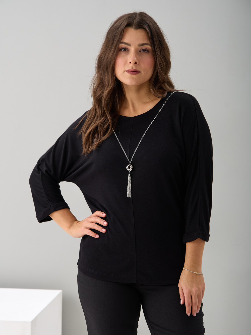 Блузка БЛв-381/черный-цепочка