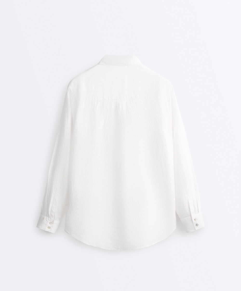 Oysho Рубашка свободного кроя из 100%-го льна, белый