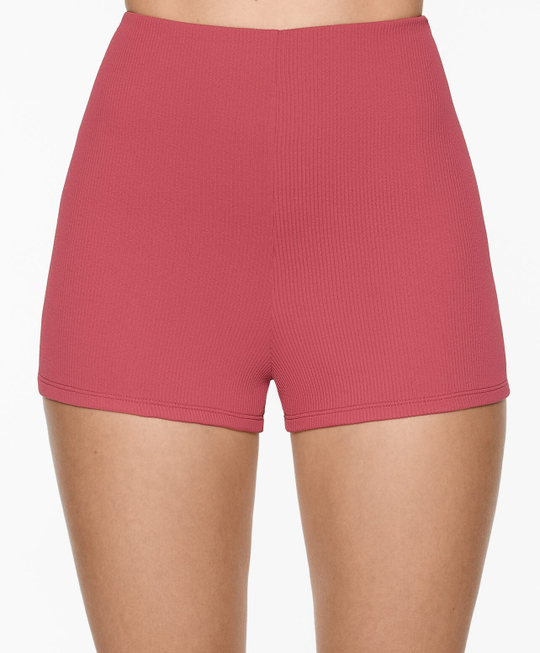 OYSHO Высокие плавки-шорты бикини в рубчик, темно-розовый