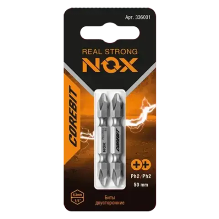Набор бит двухсторон. PH 2х50мм, 2шт карта NOX COREBITSET2  336001