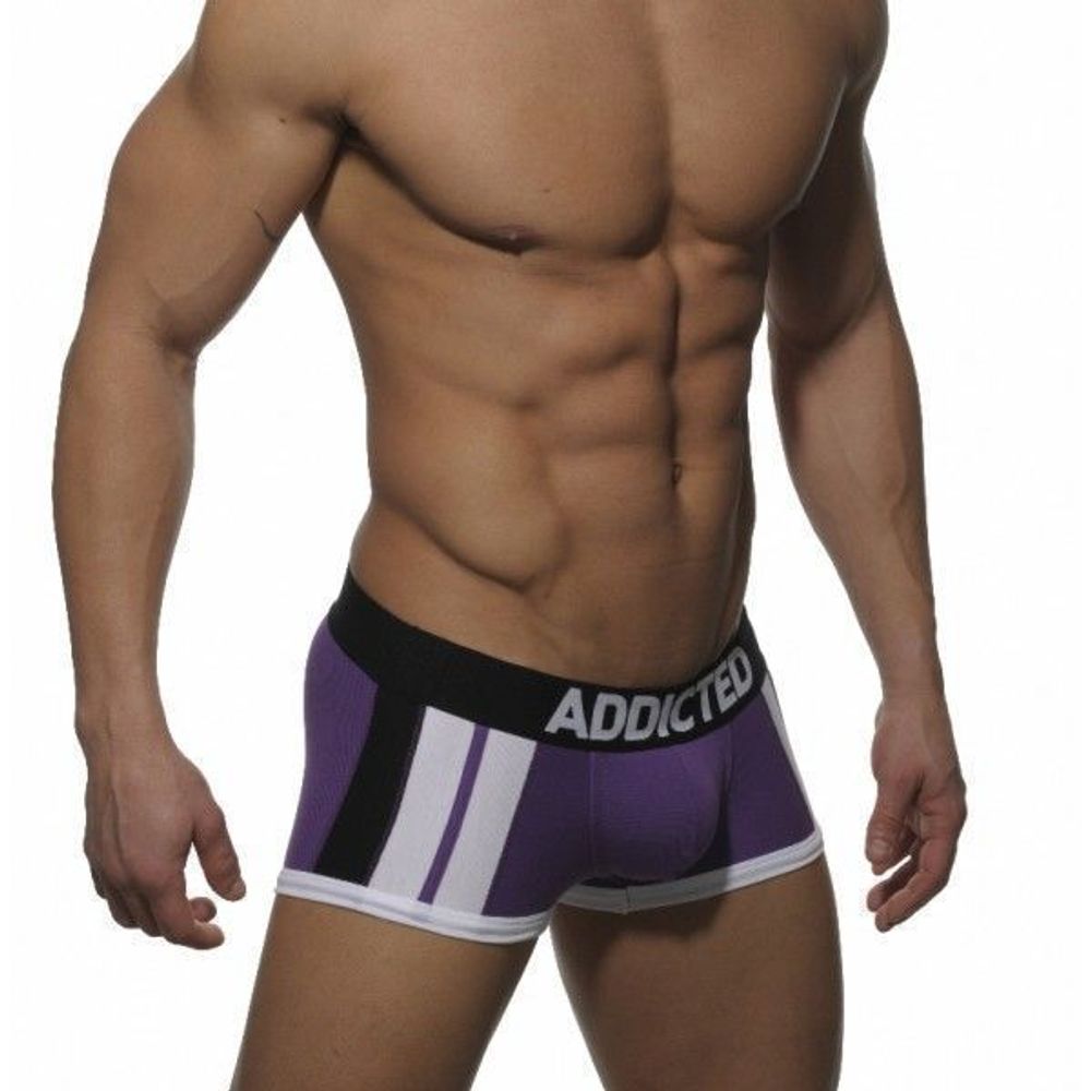 Мужские трусы боксеры фиолетовые Addicted purple sportive stripes boxer