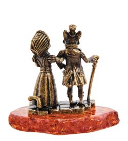 Народные промыслы AM-3058 Фигурка «Коты Прогулка» (латунь, янтарь)