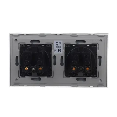 Розетка 16А 250V 2 пост рамка закаленное стекло встраиваемая розетка с заземлением