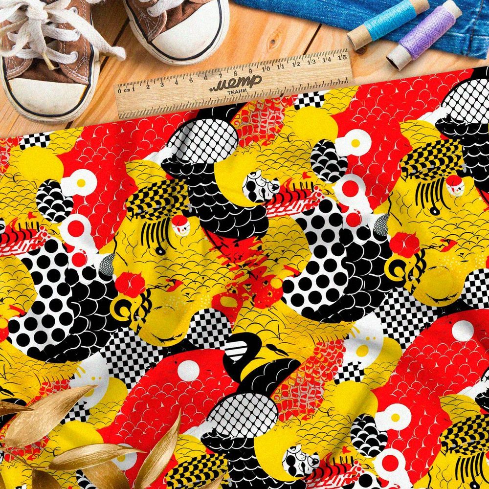 Ткань премиум интерлок кристальные отблески заката