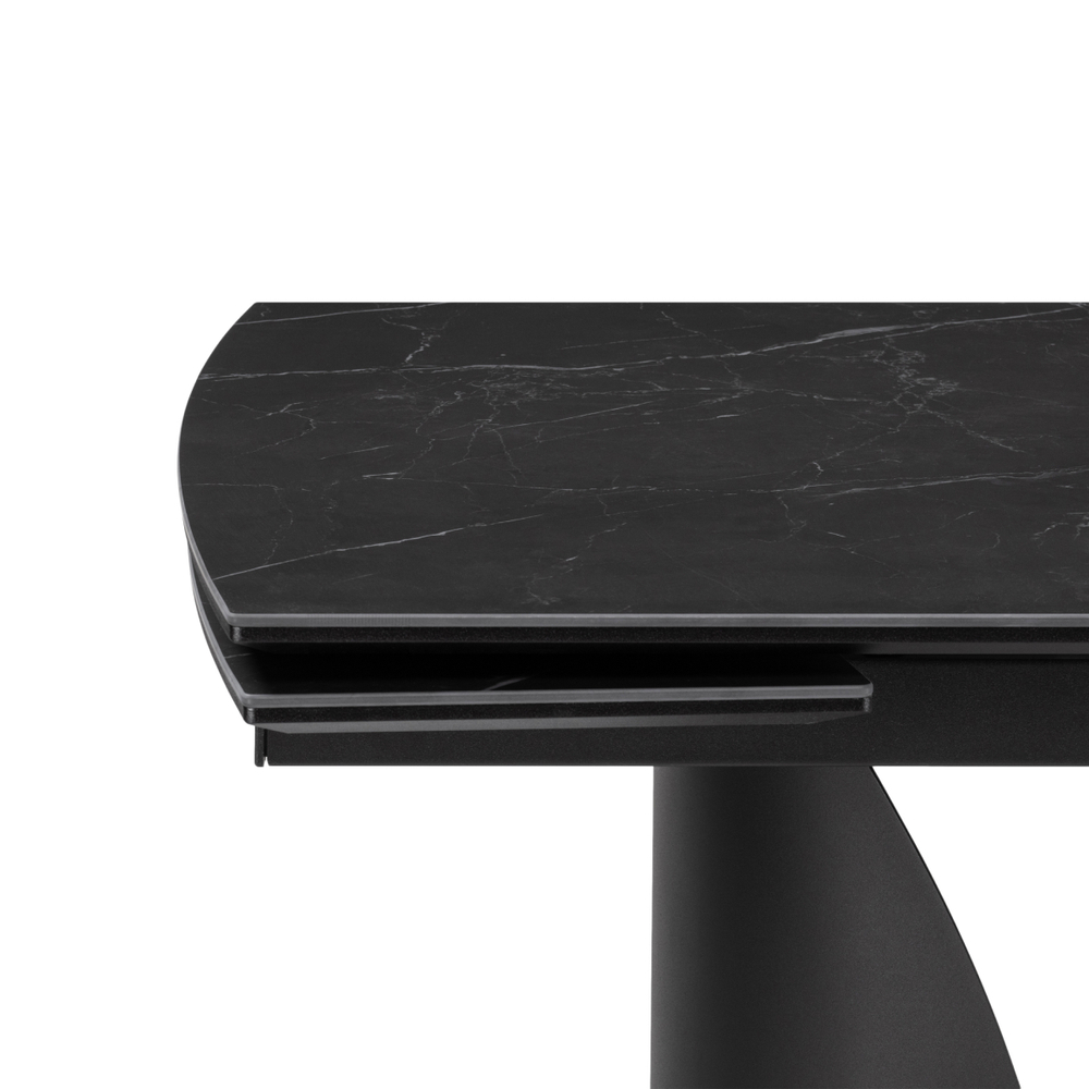 Керамический стол Woodville Готланд 180(240)х90х79 черный мрамор, черный, ножки черные