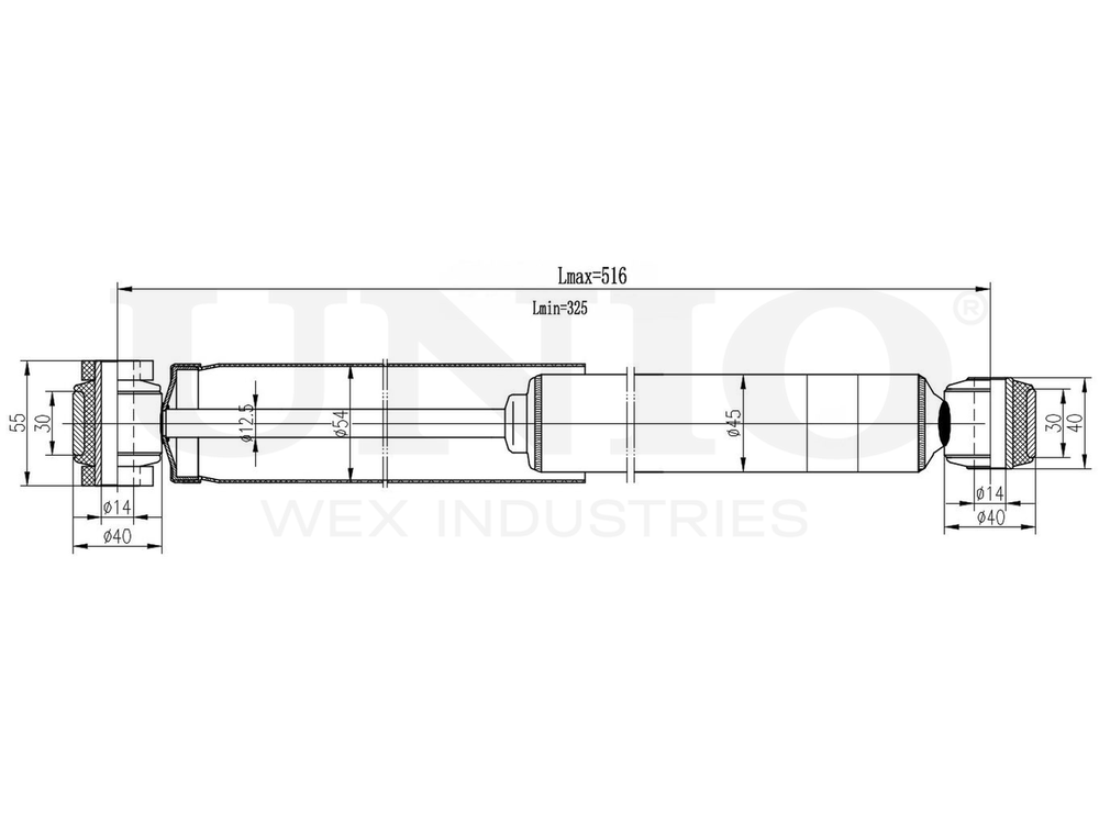 Амортизатор газовый задней подвески UNIO SAB-10487