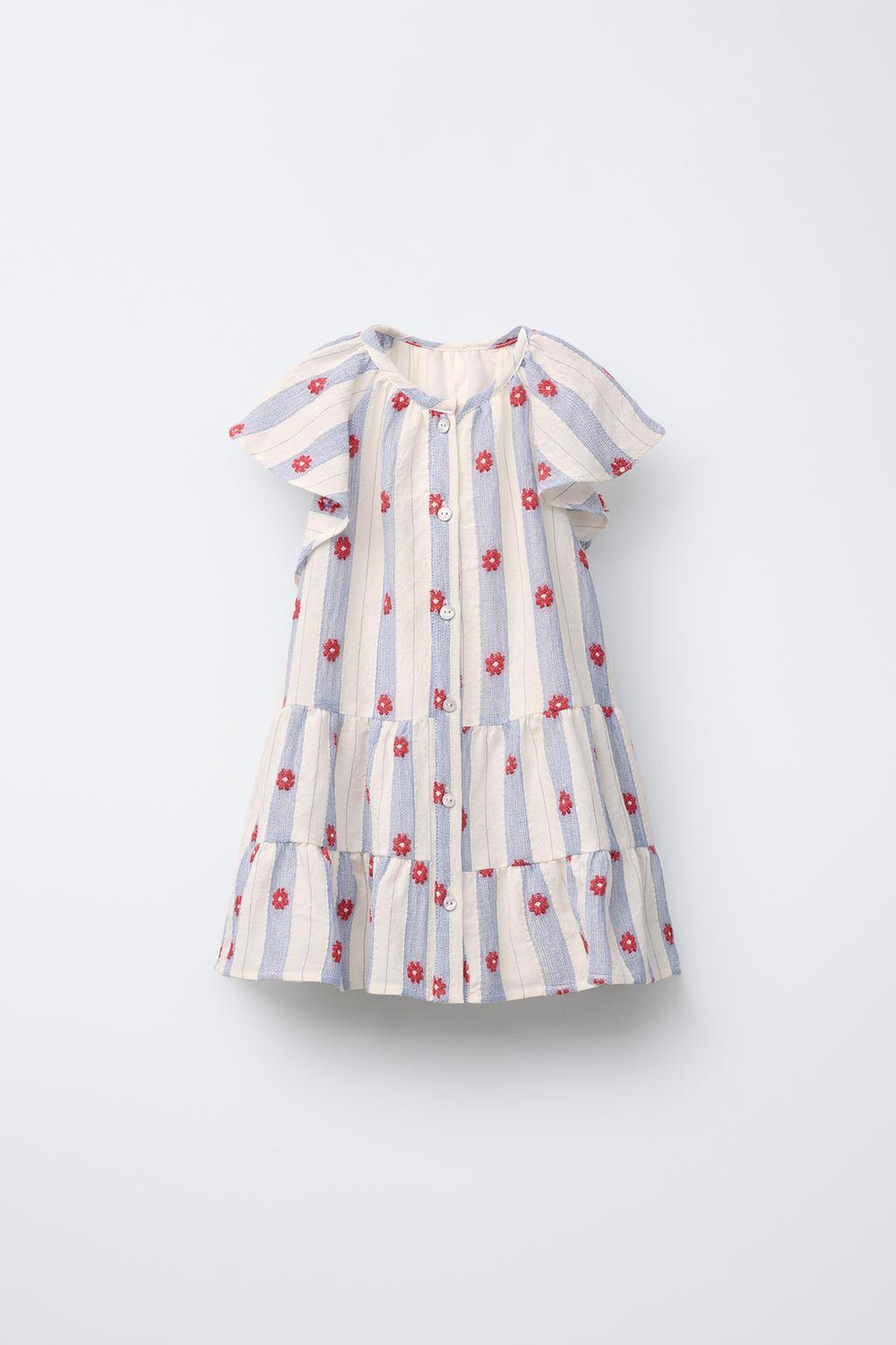 ZARA ЖАККАРДОВОЕ ПЛАТЬЕ С ЦВЕТОЧНЫМ УЗОРОМ, СИНИЙ