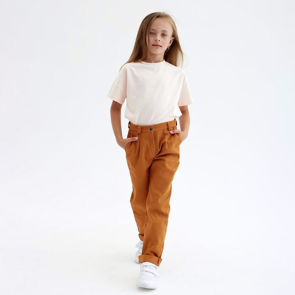 Брюки для девочек Casual collection KIDS, рыжий, р. 122 см 6535030 (MINAKU)