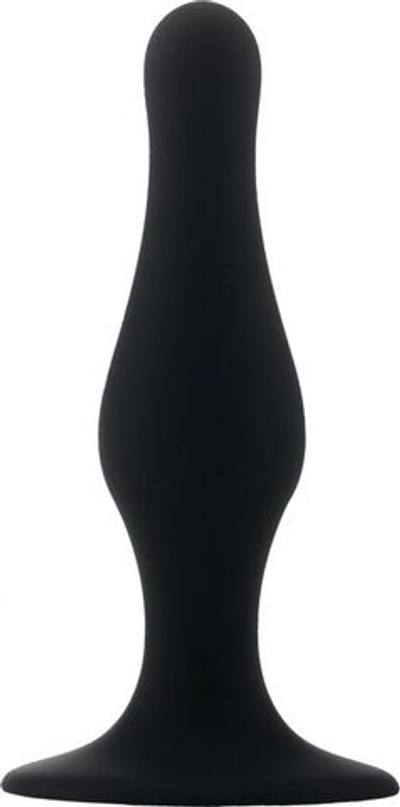 Чёрная анальная пробка с длинным кончиком Butt Plug with Suction Cup Medium (Цвет: черный)