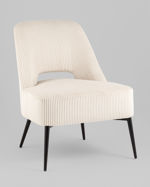 Кресло лаунж Бостон велюр рельефный молочный