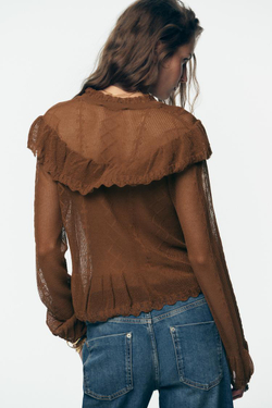 ZARA АЖУРНЫЙ КАРДИГАН, КОРИЧНЕВЫЙ