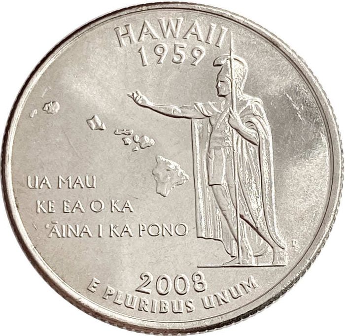 25 центов (1/4 доллара, квотер) 2008 США «Штат Гавайи» (D)