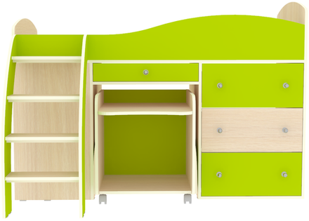 Кровать-чердак КарИВи Малыш 2  Дуб Молочный Лайм