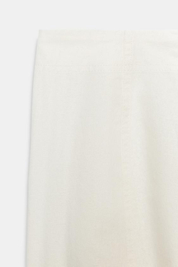 ZARA БРЮКИ ИЗ СМЕСОВОГО ЛЬНА — ZW COLLECTION, ЖЕЛТОВАТО-БЕЛЫЙ