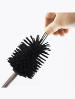 Ершик для унитаза, с ручкой из нержавеющей стали, черный, высота 35 см.