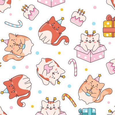 Коты в разных позах на День Рождения