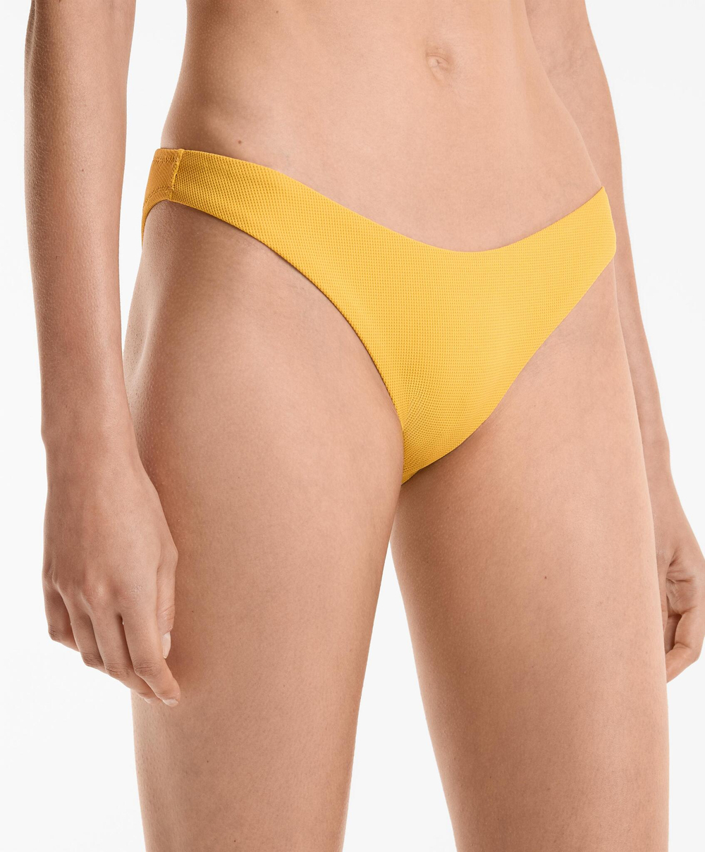 OYSHO Трусики-бикини U-образного выреза из пике средней степени покрытия, желтый