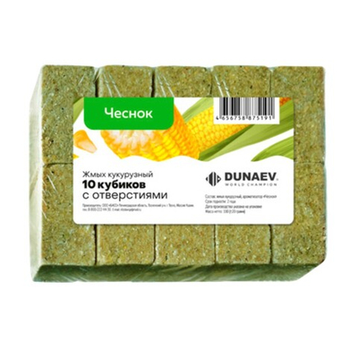 Жмых DUNAEV кукурузный Чеснок в спрессованных кубиках 300г