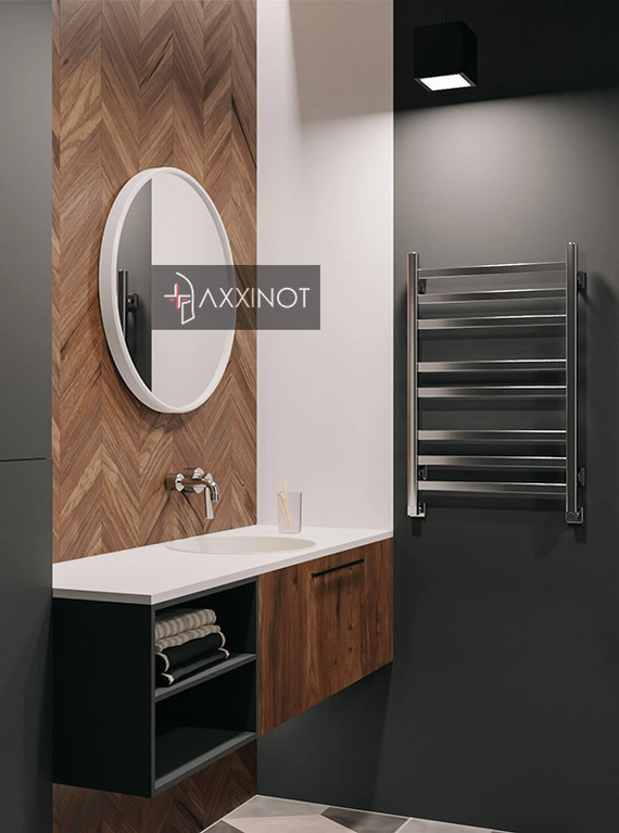 Axxinot V 30 - водяной дизайн полотенцесушитель с квадратным и прямоугольным профилем из нержавеющей стали